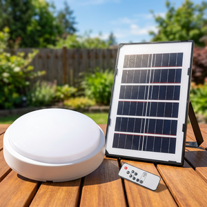 Lámpara de Techo LED Solar con Control Remoto, DC5V-6V, 36W, Diámetro 14cm, Carga con Panel Solar, Material PP, 2400mAh, Panel Solar de 3W - Product Image 4