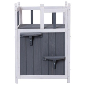 Outdoor Home Garden Pet <strong>Kitten</strong> Wooden Cat Play House Fir Wood Villa Nest <strong>Cage</strong> with Balcony - Product Image 3