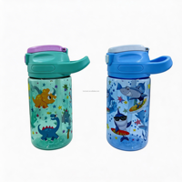 Bouteille d'eau en plastique pour enfants de 400 ml, avec logo personnalisé en gros, motifs de dessins animés variés, pratique à transporter, fabriquée en usine d'origine