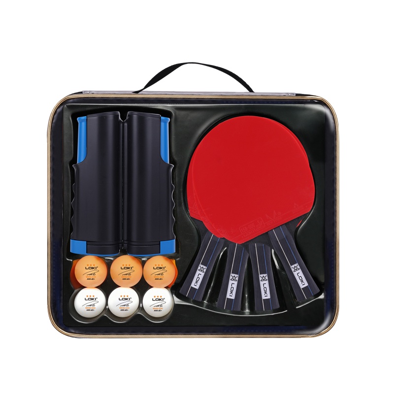 Madeira profissional Raquete De Tênis De Mesa Bolas de Ping Pong Bat Set 4 & Portátil Net