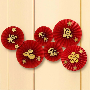 Éventails en papier vietnamiens pour mariage, pendaison de crémaillère, fête de la mi-automne et décorations du Nouvel An - Chine - Product Image 1