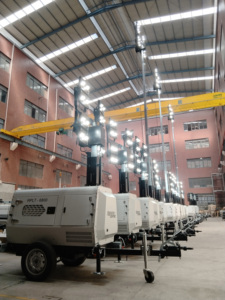 Oem ánh sáng tháp 4x500W LED Máy phát điện diesel 9M Kính thiên văn mast ngoài trời di động chiếu sáng tháp - Product Image 2
