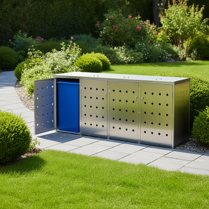 Contenedor Cuádruple para Basura de 63.4 Galones, Unidad de Almacenamiento de Acero Inoxidable, Almacenamiento Industrial para Jardín Exterior - Product Image 2
