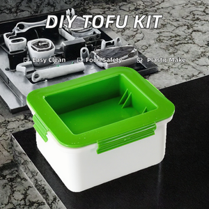 Green Lid White PP Plastic Food Safe Dishwasher Safe Lunch <b>Box</b> with Utensils Square Shape Single Piece Hand Grip - Product Image 3
