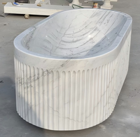 Baignoires ovales modernes sur mesure de luxe, exclusives en marbre Bianco Crown/Guangxi White, autoportantes pour salle de bain, villa, hôtel, maison