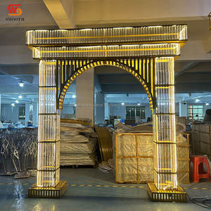 Arco de Hierro Luminoso con Luces LED Doradas, Soporte para Fondo de Escenario, Marco de Arco Floral para Decoración de Eventos - Product Image 4