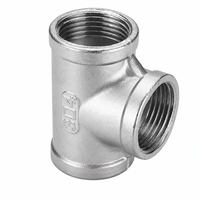 Raccord de tuyauterie en acier inoxydable 304, té égal à filetage femelle, lisse, basse pression, moulé avec précision, DN65 DN80 DN100 BSPP BSPT