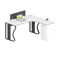 Poste de travail modulaire en L pour employés, avec chaise de bureau, en PVC et métal, convertible et modulable
