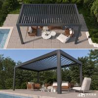 Pergola de jardin en aluminium personnalisée, abri d'ombrage, gazebo, pavillon extérieur, imperméable, revêtement poudré, moderne, anti-UV et anti-vent