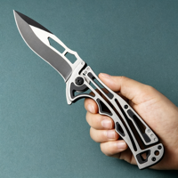 Couteau de poche pliant en acier inoxydable haute dureté, outil utilitaire portable EDC pour le camping, la randonnée, la découpe et le pelage des fruits, usage quotidien