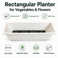 Jardinera Rectangular Blanca con Bandeja de Drenaje, Jardinera de Plástico para Ventana, para Vegetales, Flores, Hierbas, Balcón, Jardín, Parapeto