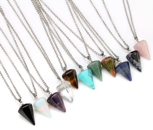 Pierre Naturelle Cristal Reiki Guérison Sculpté Clair Quartz Pendule Pendentif En Gros Pour La Divination - Product Image 2