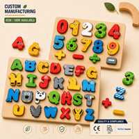 Rompecabezas de Madera para Bebés, con Letras y Números, Juguete Educativo Temprano, Bloques de Construcción para Niños Pequeños
