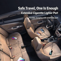 Neues YQ9 mit Zigarettenanzünder Mehrfach-USB + Typ-C Autoladegerät mit Rücksitz-Verlängerungskabel, Unterstützt PD36W Schnellladung