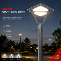 Lampe solaire carrée pour cour LED 20W 3000K 4000K 6000K, boîtier en aluminium, hauteur du poteau 4M, vente en gros directe d'usine, OEM