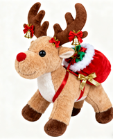 Boneka Rusa Natal Bordir, Mainan Rusa Isi Dakron, Hadiah untuk Anak-anak 31cm-50cm, Kado Natal, Poliester Kapas PP