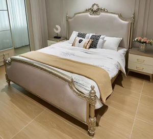 Ensemble de chambre à coucher de style européen moderne et luxueux, sur mesure, lit double king size en bois, lit en bois pas cher - Product Image 2