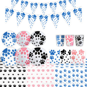 Articles de fête Patte de Chien Rouleante 60-80 Pièces, Vaisselle et Décorations de Table d'Anniversaire à Impression Numérique - Product Image 1