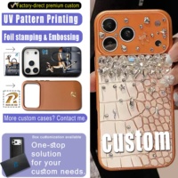 Étui de téléphone personnalisé en cuir de crocodile synthétique de luxe antichoc pour iPhone avec logo