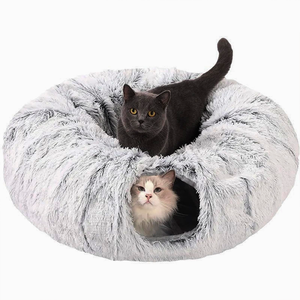 Multifunctional <b>Cat</b> Tunnel with <b>Cat</b> Bed Collapsible <b>Plush</b> <b>Cat</b> Tunnel Bed with Cushion Tube - Product Image 1