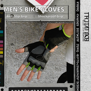 Spor bisiklet bisiklet parmaksız darbeye dayanıklı kavrama yastıklı eldiven için özelleştirilmiş erkek Polyester spor eldiven - Product Image 2