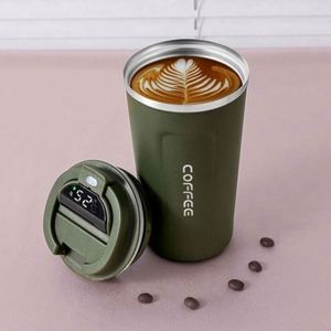 Nouvelle tasse à café isotherme à double paroi de 510 ml, tasse à café intelligente en acier inoxydable réutilisable avec couvercle, tasse à café de voyage avec LED - Product Image 4