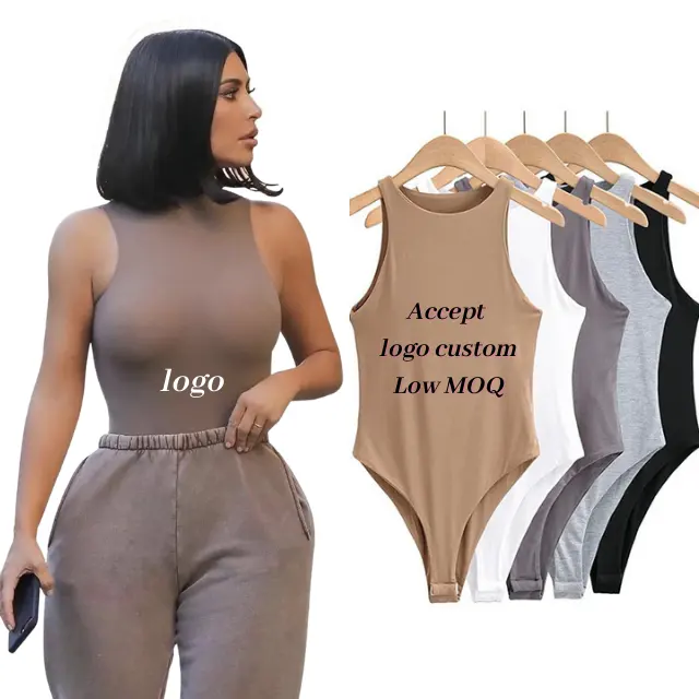 Body en Spandex sans manches pour femmes, vente en gros, xxxl, Logo personnalisé, sans couture, débardeur, 2022