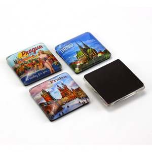 Aimants de réfrigérateur en verre cristal rectangulaires, personnalisés, avec nom de pays ou de ville, aimants de réfrigérateur carrés ou ronds, vente en gros - Product Image 1