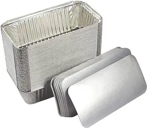 Große Aluminium pfannen mit Deckel 8x4 in Einweg folien pfanne Lebensmittel behälter Blechdosen zum Mitnehmen, Backen, Tiefkühl-und Lebensmittel lagerung