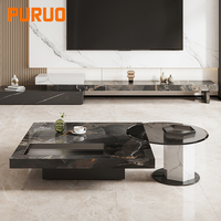 Table basse ronde en verre trempé avec plateau en pierre frittée PURUO – Vente chaude directe usine, vente en gros