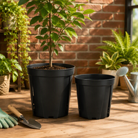 Pot Bunga PP Tahan Lama Grosir dengan Lubang Drainase untuk Menanam Pohon, Modern, Digantung, untuk Penggunaan di Taman Lantai, Warna Hitam
