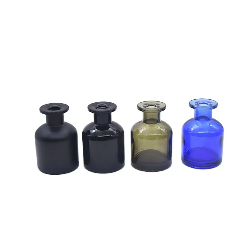 Grosir botol kosong penyebar aroma 100ml 200ml 500ml botol kaca penyebar buluh hitam matte dengan kotak dan sumbat