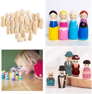 Peg en bois poupée ensemble personnes inachevées peinture <span class=keywords><strong>grande</strong></span> famille peint bricolage artisanat bébé jouets figurines mariage fête d'anniversaire décoration - Product Image 4