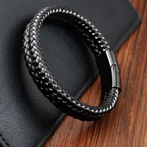 Fascia di lusso bracciale uomo attorcigliato in acciaio inox gioielli di moda uomo braccialetto logo personalizzato