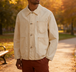 Denim shirts Jacket <strong>Chore</strong> <strong>Men</strong> Canvas Utility Contrast Stitch Work Loose Fit Casual Streetwear <strong>Coat</strong> For EU US Wholesale Oversized - Product Image 3