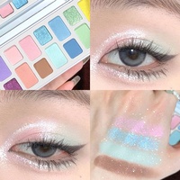 Nouvelle palette de fards à paupières 16 couleurs, jeu de couleurs captivant et éblouissant, tons bleu-vert terre, finition gris-rose