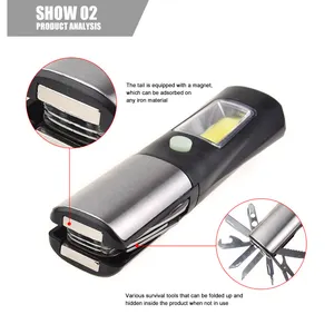 8 Em 1 Multi-ferramentas Led Trabalho Tocha Luz Aço Inoxidável Pocket Knife Ferramenta Outdoor Multifunction Emergência Lanterna