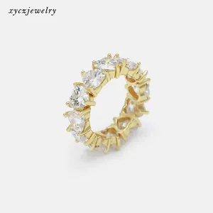时尚特别设计白色锆石戒指首饰镀金戒指