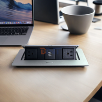 Double chargeur USB et multiprise 5A IP44 Prise de bureau en aluminium avec double prise de courant US Prise de table