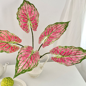 Hoja Artificial <span class=keywords><strong>de</strong></span> <span class=keywords><strong>Alocasia</strong></span> Verde Realista en 3D con Relieve, Planta Artificial <span class=keywords><strong>de</strong></span> Seda y Plástico, Decoración Moderna <span class=keywords><strong>de</strong></span> Lujo para Interiores - Product Image 2
