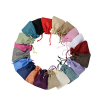 9*12cm sac de jute multicolore en lin réutilisable personnalisé avec cordon de serrage emballage de bijoux en toile de jute pochette de sacs en lin cadeau de mariage bon marché