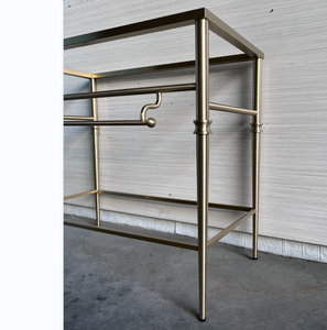 Lavabo de salle de bain Console en laiton avec trou de robinet unique Lavabo lavabo structure en acier peinture dorée pieds de meubles 2024 nouveau style - Product Image 2