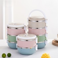 Boîte à bento en acier inoxydable, conteneur portable pour le déjeuner scolaire des enfants avec couvercles de cuisine étanches, boîte à déjeuner scolaire chauffante