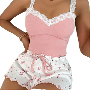 Wholesale High Quality Women's Summer Sleepwear Comfortable <b>Elastic</b> Waist Sleeveless V-NECK Nightgowns <b>Lace</b> Fabric Solid Pattern - Product Image 2