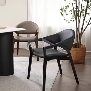 Silla de Comedor Nórdica de Madera Maciza con Asiento <span class=keywords><strong>Tapizado</strong></span> en Cuero, Sillón <span class=keywords><strong>Moderno</strong></span> Minimalista para Muebles de Hogar - Product Image 3