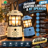 ELETREE Lampe de camping LED portable rechargeable 4000mAh avec haut-parleur Bluetooth, autonomie de 13h, pour le camping, les voyages et la randonnée