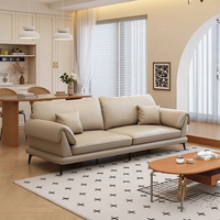 Japanisches Minimalistisches PU-Leder Sofa-Set Komfortables Breites Armlehnen-Sofa 2/3-Sitzer L-förmig Mehrfarbig Hotel Apartment Wohnmöbel