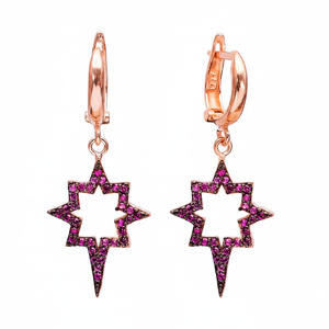 การออกแบบเข็มทิศ nortsh Star รูปร่างทับทิม CZ หินห้อยต่างหูตุรกีขายส่ง925เครื่องประดับเงินสเตอร์ลิง - Product Image 2