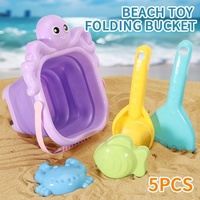 Kit de construction de château de sable pliable pour la plage avec moules et pelles, seau pliable, pelles et râteaux de plage, jouet pour creuser le sable