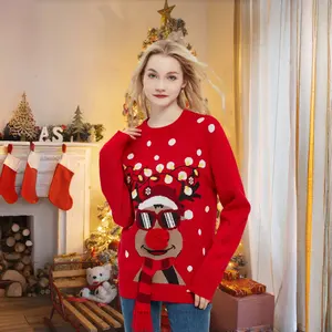 Unisex Christmas Knitted Sweater With O-Neck Collar Anti-Wrinkle Cartoon Pattern For Winter Season OEM Service Available